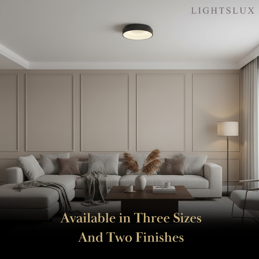 Modern Flush Mount Ceiling Light – Gold/ Black Dimmable LED for Living Room