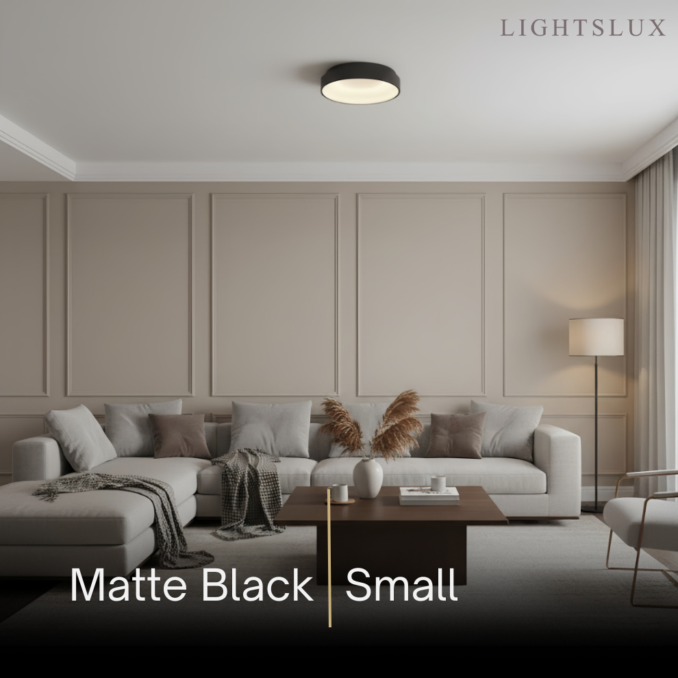 Modern Flush Mount Ceiling Light – Gold/ Black Dimmable LED for Living Room