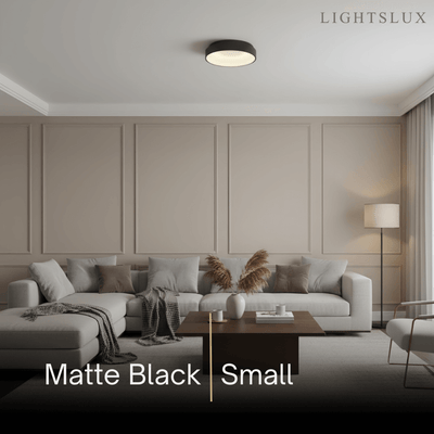 Modern Flush Mount Ceiling Light – Gold/ Black Dimmable LED for Living Room