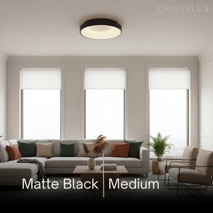 Modern Flush Mount Ceiling Light – Gold/ Black Dimmable LED for Living Room