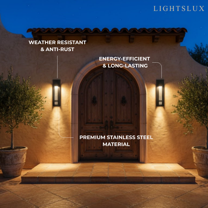 Modern Outdoor Wall Sconce – Black Stainless Steel Crystal Accents Starry Glow for Entryway