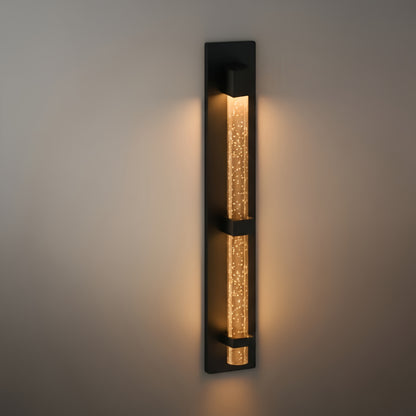 Modern Outdoor Wall Sconce – Black Stainless Steel Crystal Accents Starry Glow for Entryway