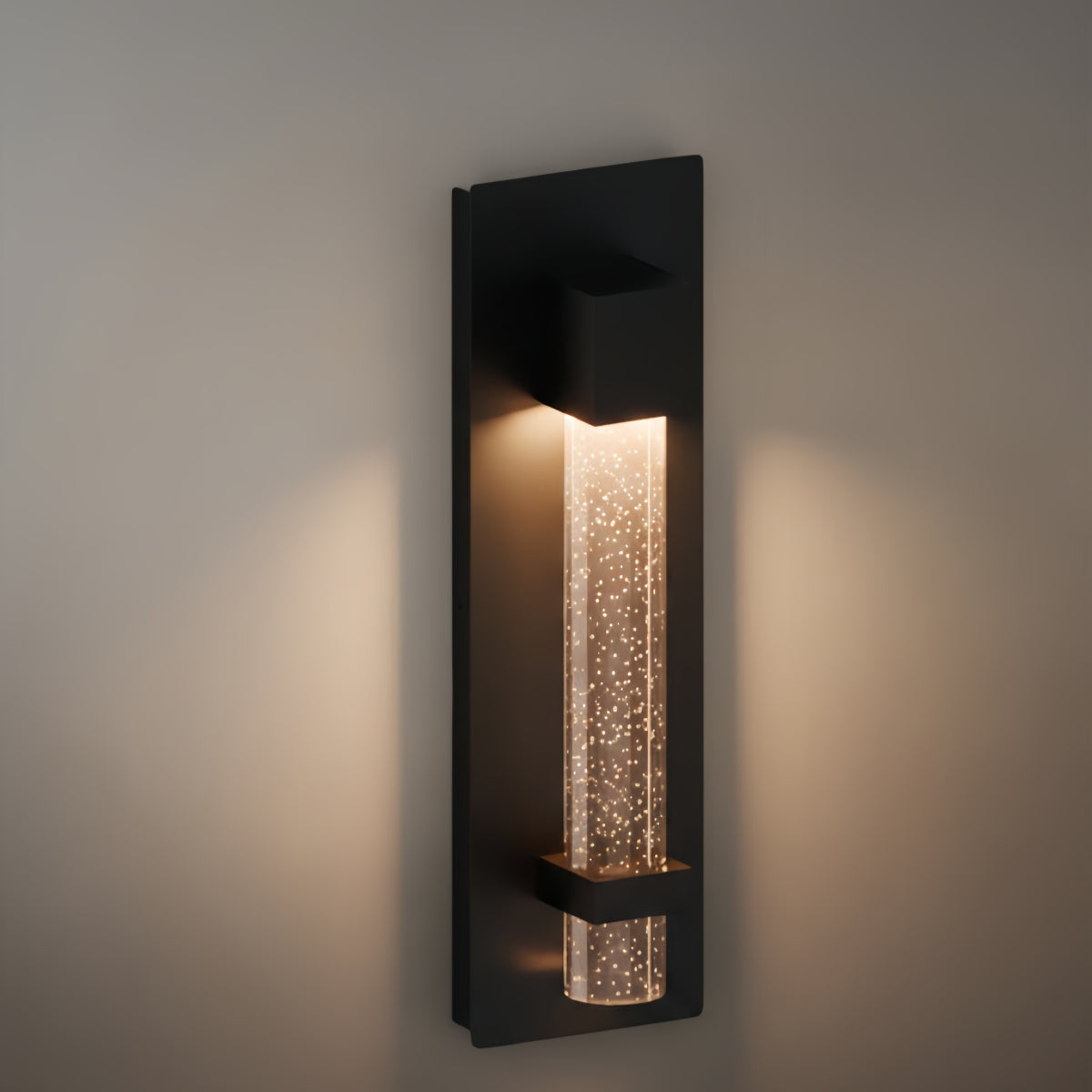 Modern Outdoor Wall Sconce – Black Stainless Steel Crystal Accents Starry Glow for Entryway