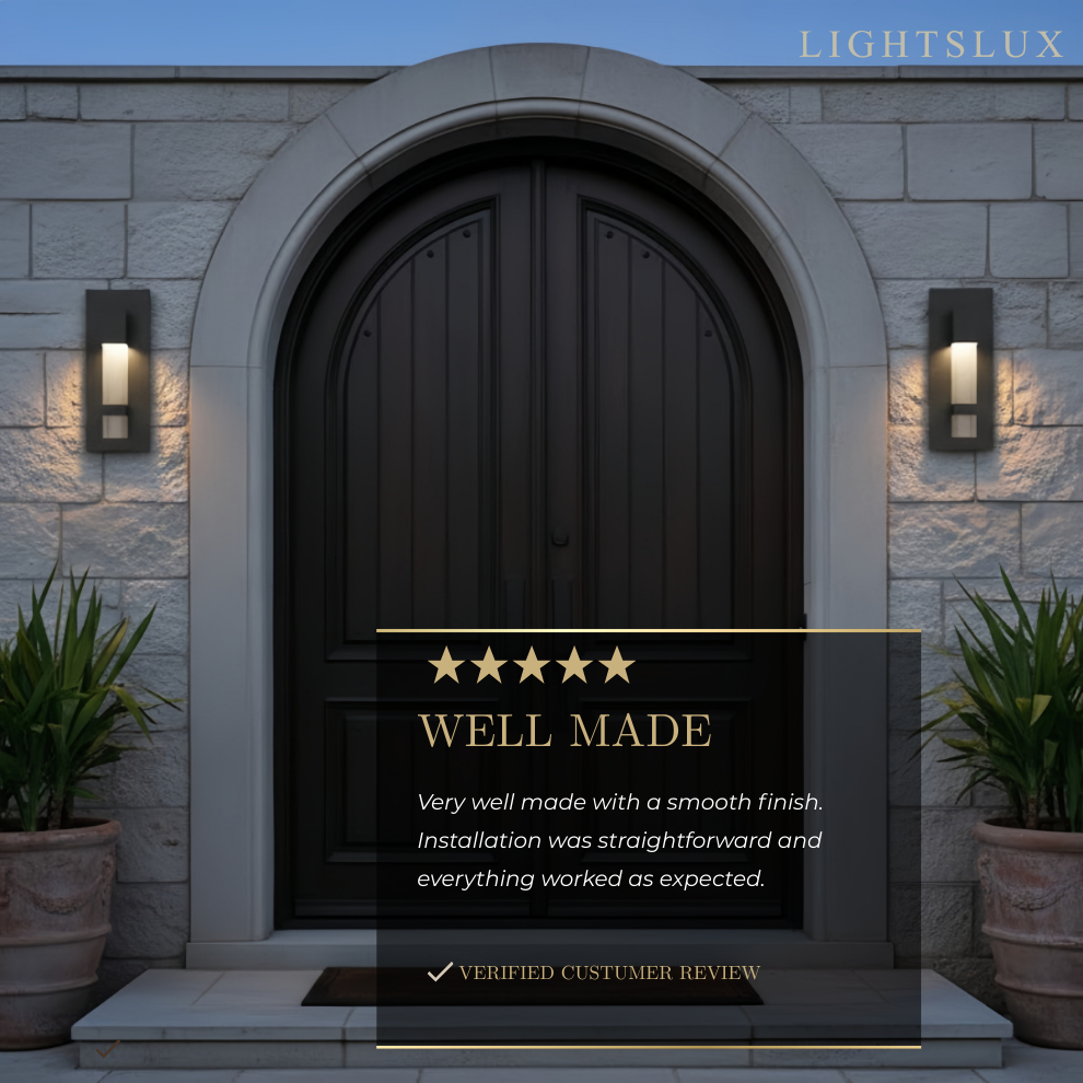 Modern Outdoor Wall Sconce – Black Stainless Steel Crystal Accents Starry Glow for Entryway