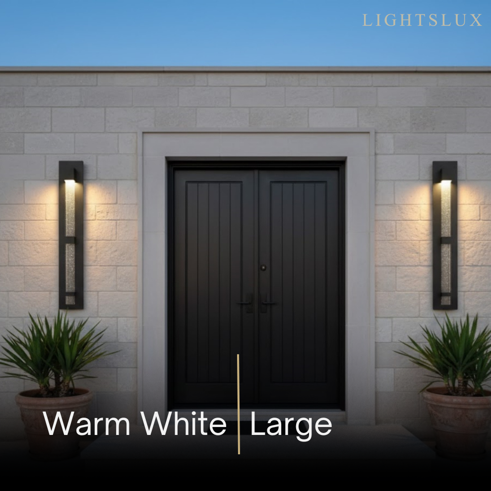 Modern Outdoor Wall Sconce – Black Stainless Steel Crystal Accents Starry Glow for Entryway