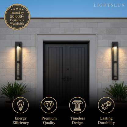 Modern Outdoor Wall Sconce – Black Stainless Steel Crystal Accents Starry Glow for Entryway