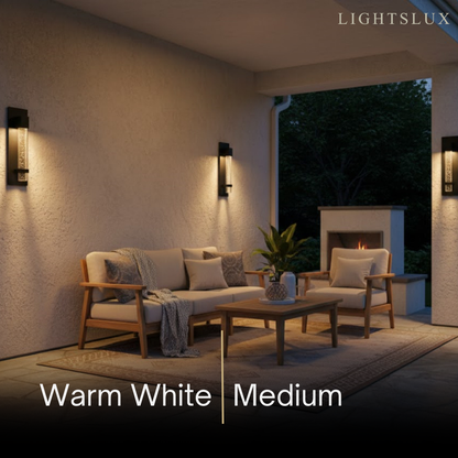 Modern Outdoor Wall Sconce – Black Stainless Steel Crystal Accents Starry Glow for Entryway