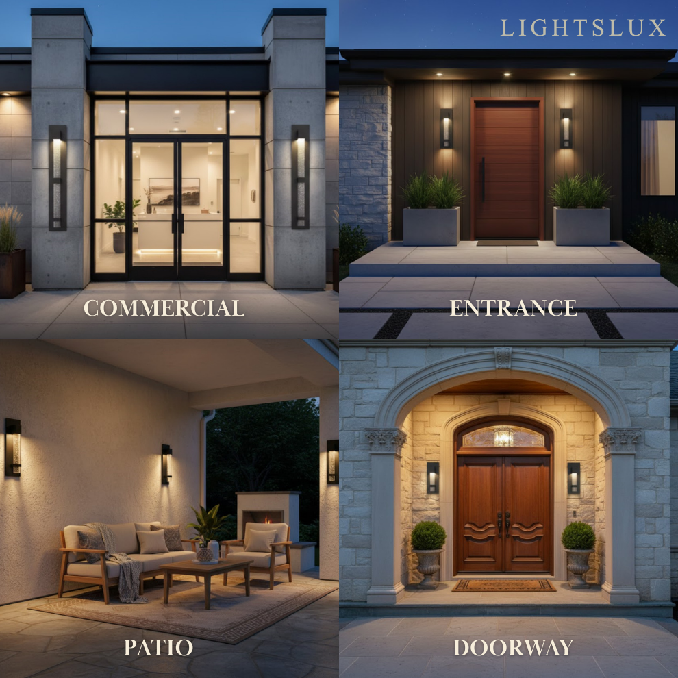 Modern Outdoor Wall Sconce – Black Stainless Steel Crystal Accents Starry Glow for Entryway