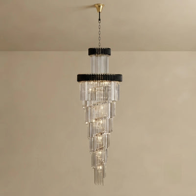 Excelis Luxury Cone Crystal Chandelier – Black Onyx Gold Large Dimmable 