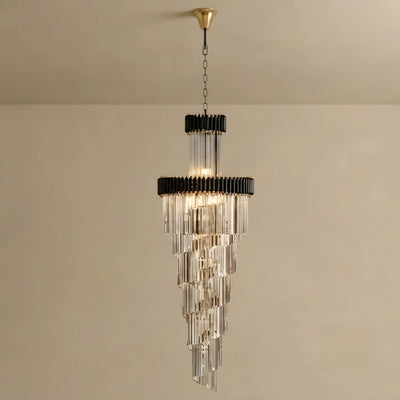 Chandelier – Black Onyx Gold Large Dimmable for Foyer/Grand Hall