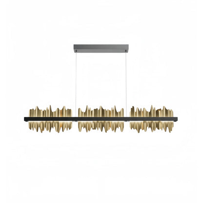 Modern Linear Pendant Light – Polished Gold Border on Jet Black Iron for Kitchen