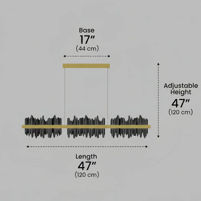 Modern Linear Pendant Light – Polished Gold Border on Jet Black Iron for Kitchen