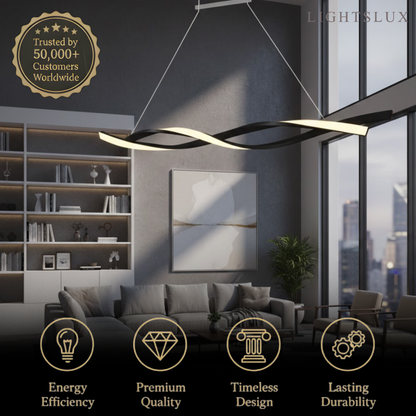 Wave Pendant Light – Matte Black Organic Sculptural LED