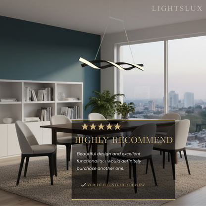 Wave Pendant Light – Matte Black Organic Sculptural LED