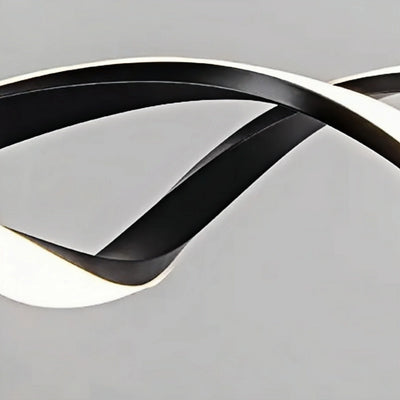 Arcato Modern Wave Design Pendant – Matte Black LED for Dining Room/Kitchen Island
