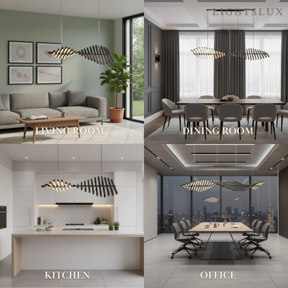 Modern Adjustable Stacked Pendant Light – Black Ash Iron Acrylic Aluminum for Kitchen Island