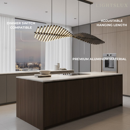 Modern Adjustable Stacked Pendant Light – Black Ash Iron Acrylic Aluminum for Kitchen Island