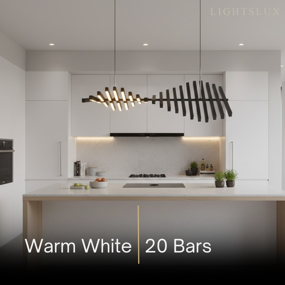 Modern Adjustable Stacked Pendant Light – Black Ash Iron Acrylic Aluminum for Kitchen Island