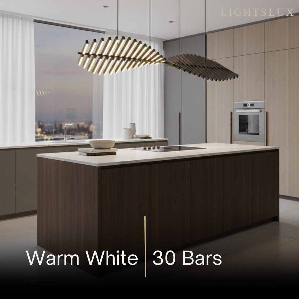 Modern Adjustable Stacked Pendant Light – Black Ash Iron Acrylic Aluminum for Kitchen Island