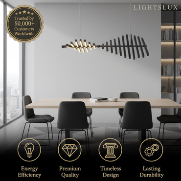 Modern Adjustable Stacked Pendant Light – Black Ash Iron Acrylic Aluminum for Kitchen Island