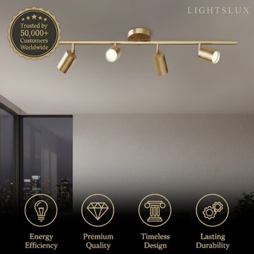 Minimalist Linear Track Light – Brushed Gold/Matte Black for Living/Study Room