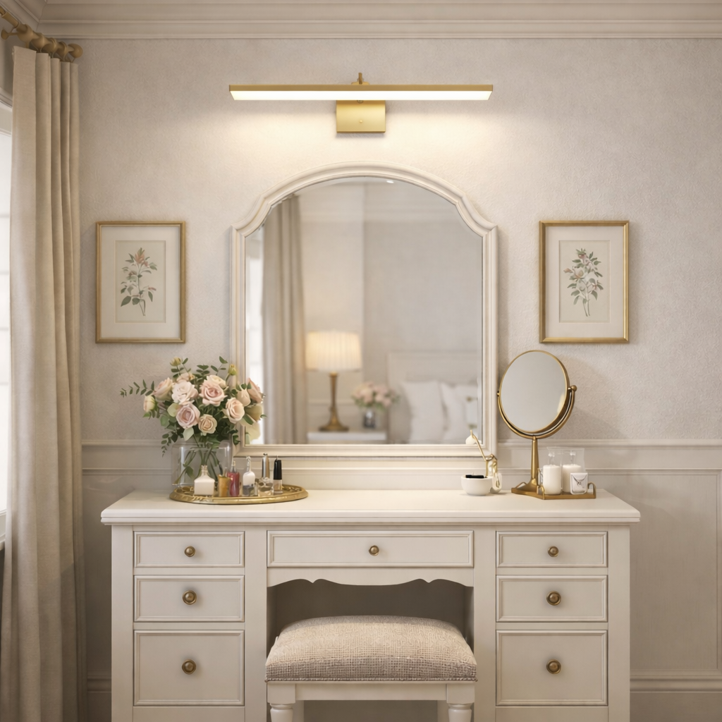 Arcato Modern Vanity Light – Horizontal Light Bar in Matte Black/Brushed Gold for Bathroom