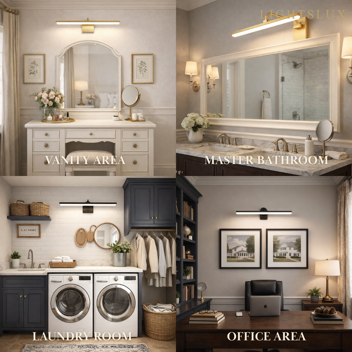 Modern Vanity Light – Horizontal Light Bar in Matte Black/Brushed Gold for Bathroom