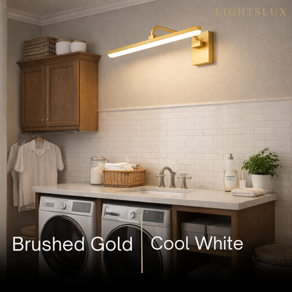 Modern Vanity Light – Horizontal Light Bar in Matte Black/Brushed Gold for Bathroom