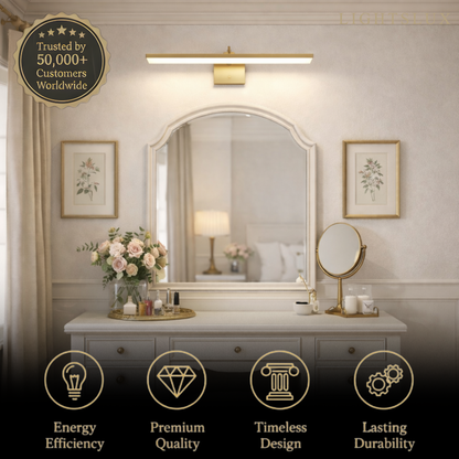 Arcato Modern Vanity Light – Horizontal Light Bar in Matte Black/Brushed Gold for Bathroom