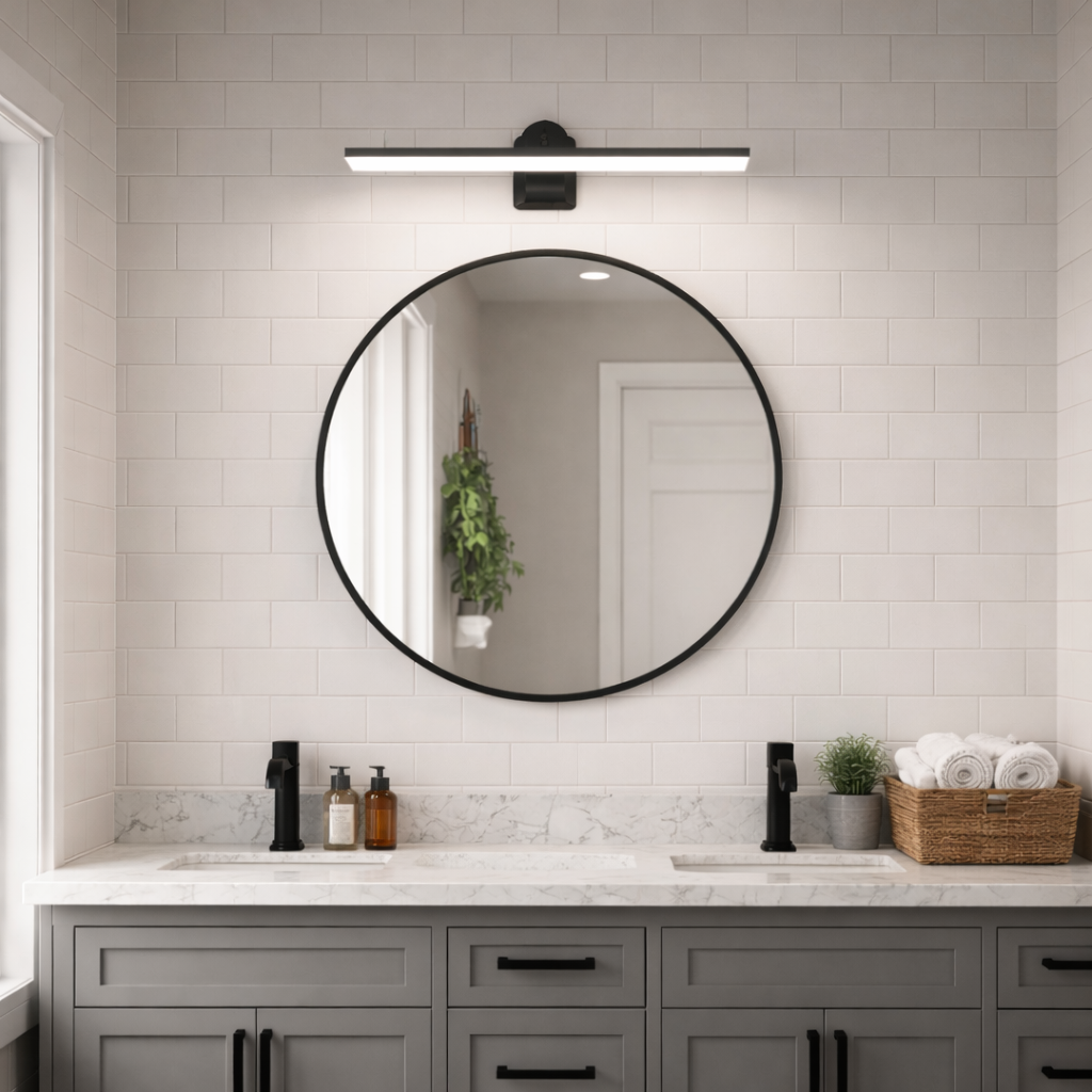 Arcato Modern Vanity Light – Horizontal Light Bar in Matte Black/Brushed Gold for Bathroom