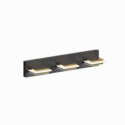 Arcato Modern 3-Light Bathroom Vanity – Cube Acrylic Shades on Matte Black & Gold Bathroom