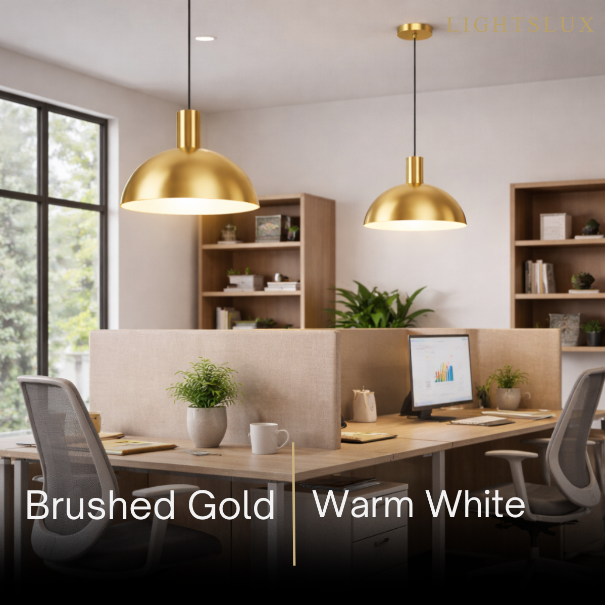 Mid-Century Pendant Light – Solid Brass in Brushed Gold/Black Matte for Dining Room