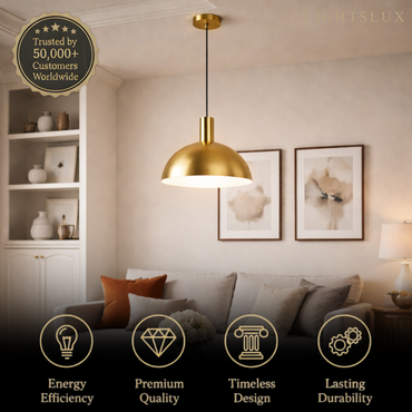 Irondale Mid-Century Pendant Light – Solid Brass in Brushed Gold/Black Matte for Dining Room