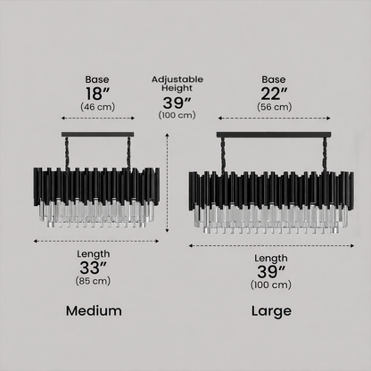Excelis Luxury Obsidian Pendant – Black Frame Layered/High-Quality Crystals for Indoor Space