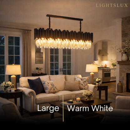 Excelis Luxury Obsidian Pendant – Black Frame Layered/High-Quality Crystals for Indoor Space