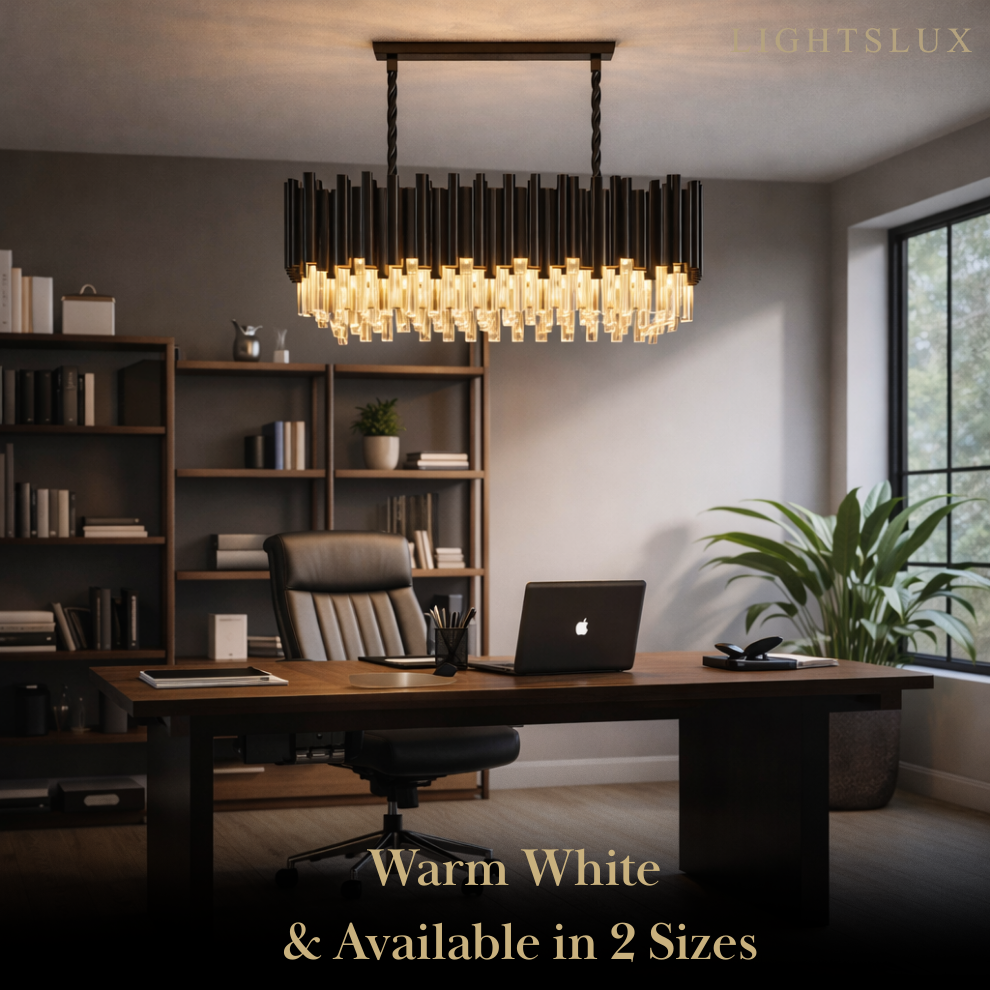 Excelis Luxury Obsidian Pendant – Black Frame Layered/High-Quality Crystals for Indoor Space