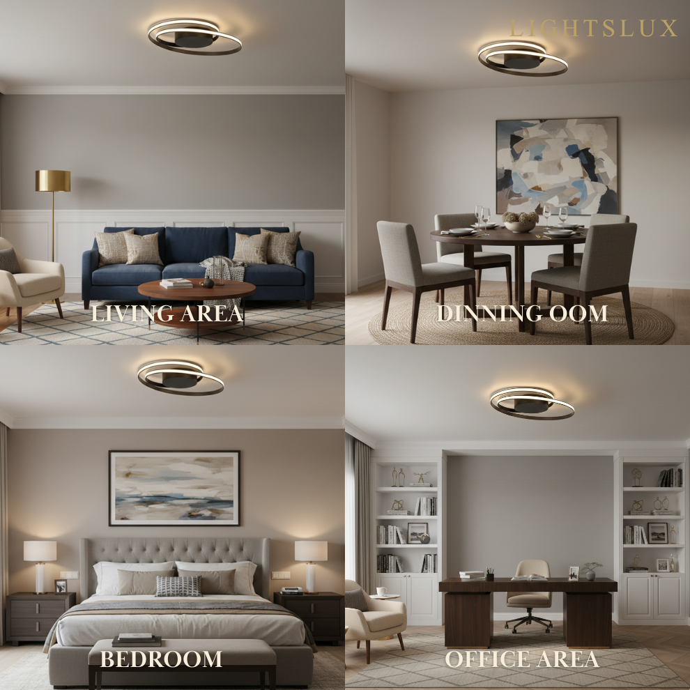 Ceiling Light – Black Ash Iron & Silica Gel Surface Mount for Bedroom