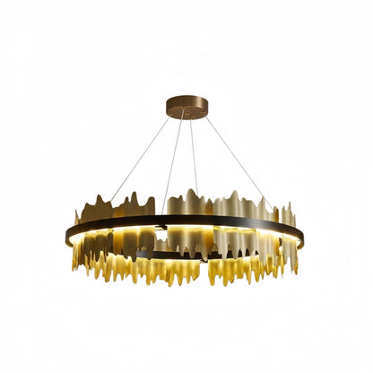 Excelis Dual-Ring Chandelier – Stainless Steel in Jet Black or Polished Gold for Living Room