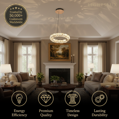 Excelis Rose Gold Crystal Chandelier – Exquisite Crystals with Warm Ambient Glow