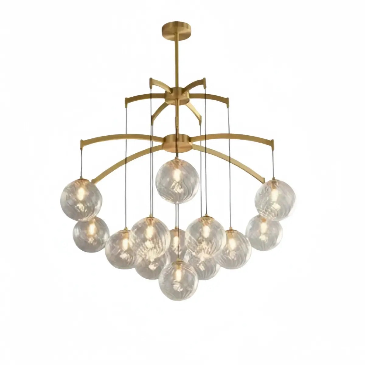 Excelis Royal Globe Chandelier – Solid Brass Brushed Gold Dimmable for Living Room