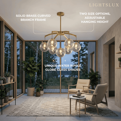 Excelis Royal Globe Chandelier – Solid Brass Brushed Gold Dimmable