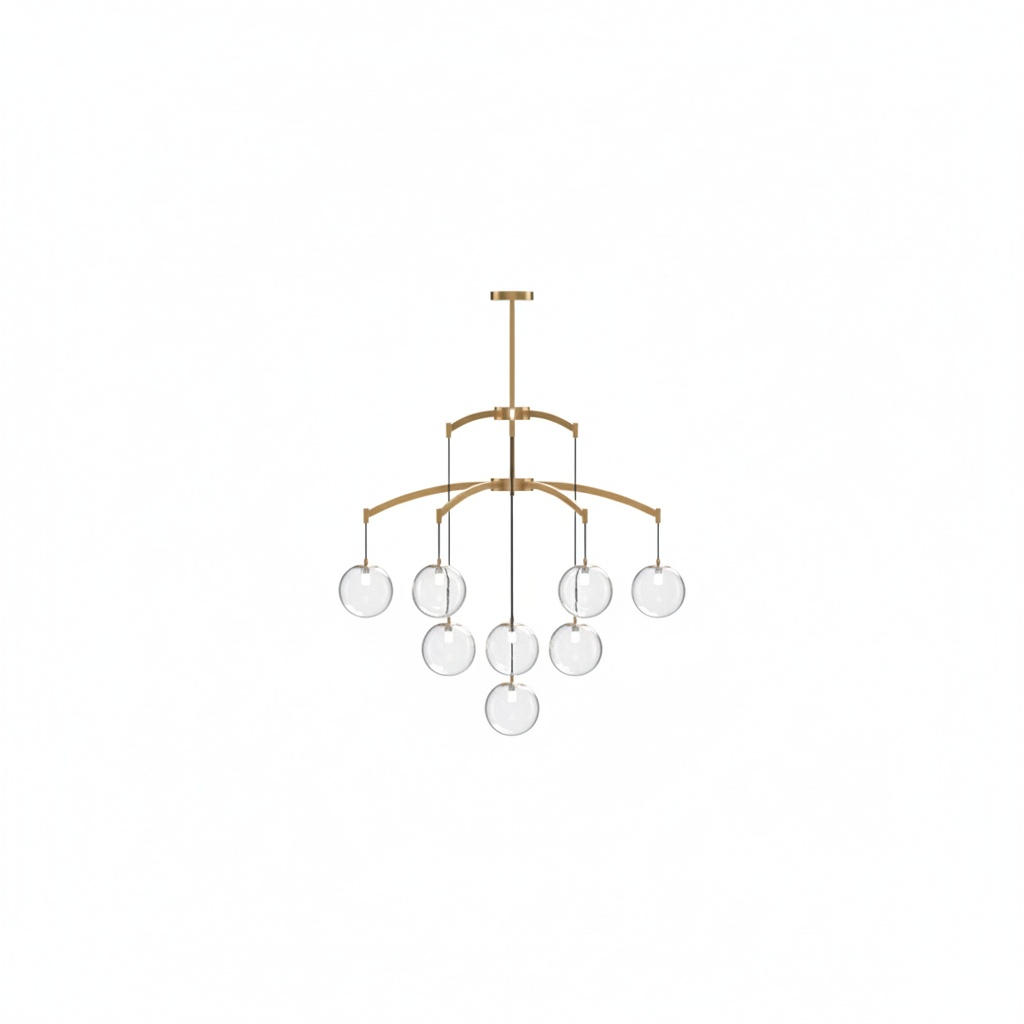 Royal Globe Chandelier – Solid Brass Brushed Gold Dimmable for Living Room
