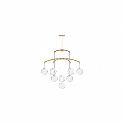Royal Globe Chandelier – Solid Brass Brushed Gold Dimmable for Living Room