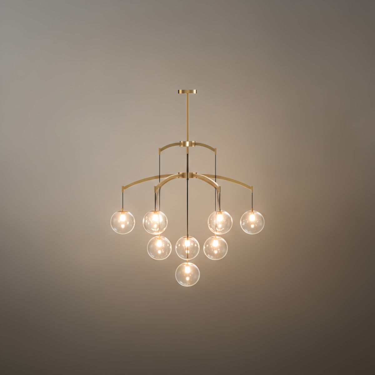 Royal Globe Chandelier – Solid Brass Brushed Gold Dimmable for Living Room