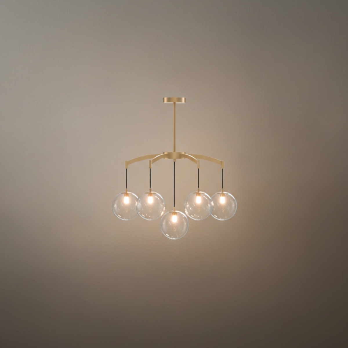 Royal Globe Chandelier – Solid Brass Brushed Gold Dimmable for Living Room