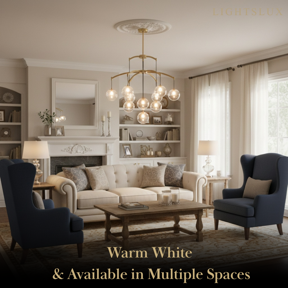 Royal Globe Chandelier – Solid Brass Brushed Gold Dimmable for Living Room