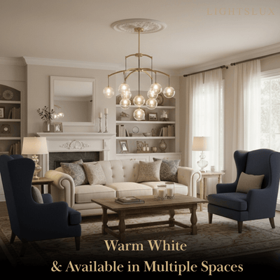 Royal Globe Chandelier – Solid Brass Brushed Gold Dimmable for Living Room