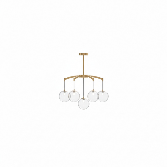 Royal Globe Chandelier – Solid Brass Brushed Gold Dimmable for Living Room