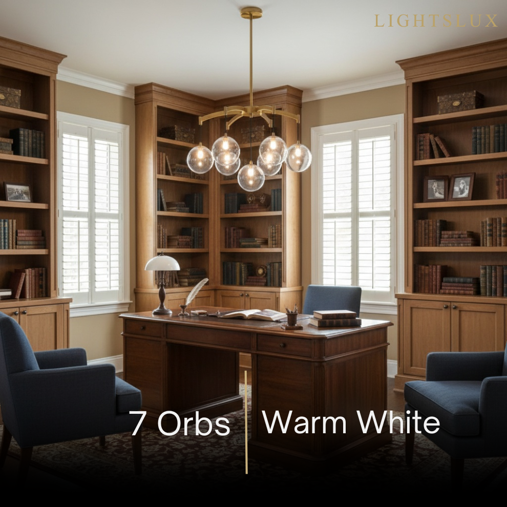 Royal Globe Chandelier – Solid Brass Brushed Gold Dimmable for Living Room