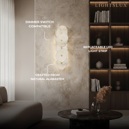 Excelis Royal Alabaster Petal Wall Sconce for Living Room
